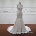 Champagne Full Lace Mermaid Fitted Backless Wedding Dress